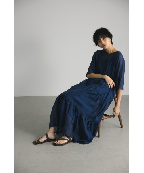 STYLEMIXER（スタイルミキサー）の「ティアードシアーワンピース（ワンピース・レディース・ブルー/ブラック/ベージュ・SMALL/MEDIUM）」の21枚目の写真