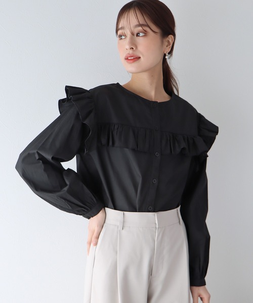 ボリュームスリーブフリルブラウス