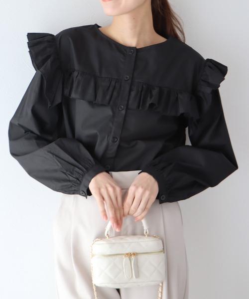 ボリュームスリーブフリルブラウス