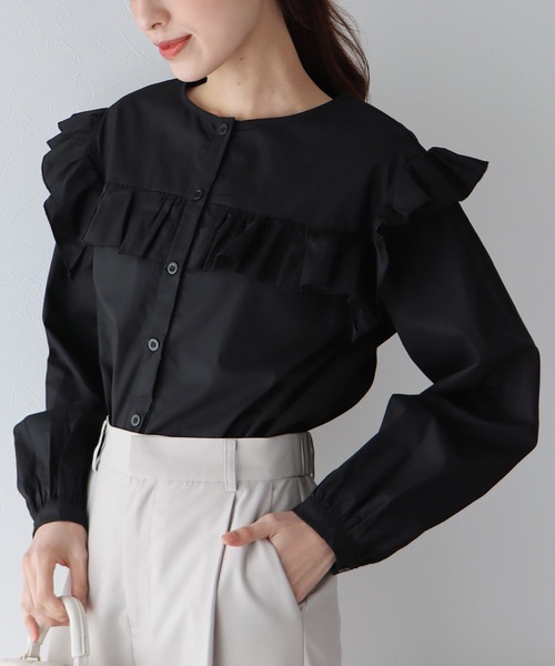ボリュームスリーブフリルブラウス