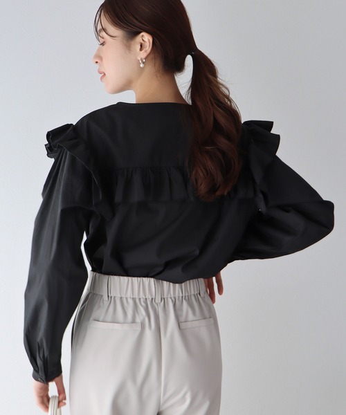 ボリュームスリーブフリルブラウス