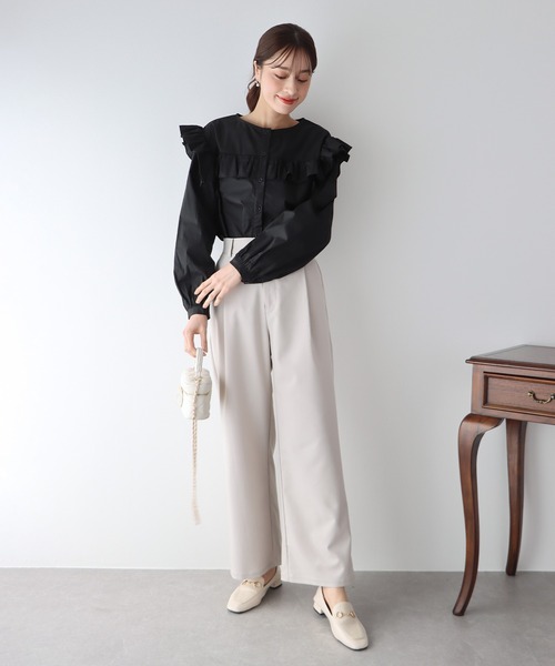 ボリュームスリーブフリルブラウス