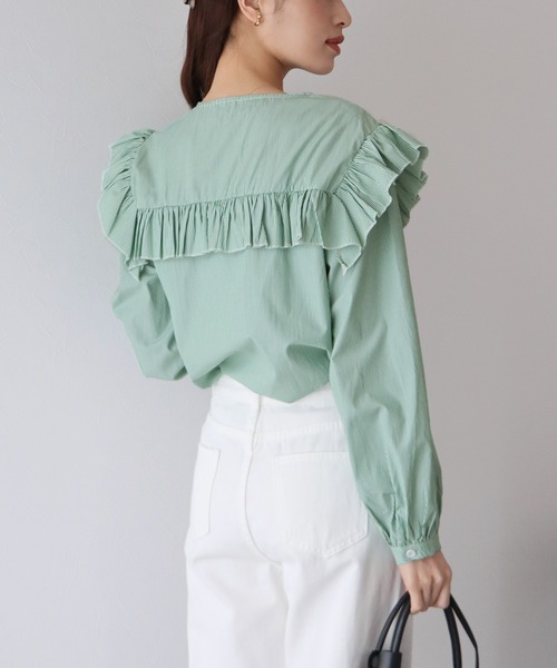 ボリュームスリーブフリルブラウス