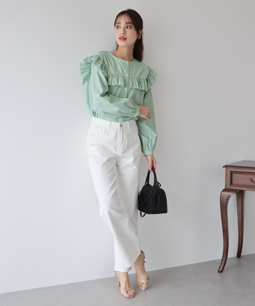 ボリュームスリーブフリルブラウス