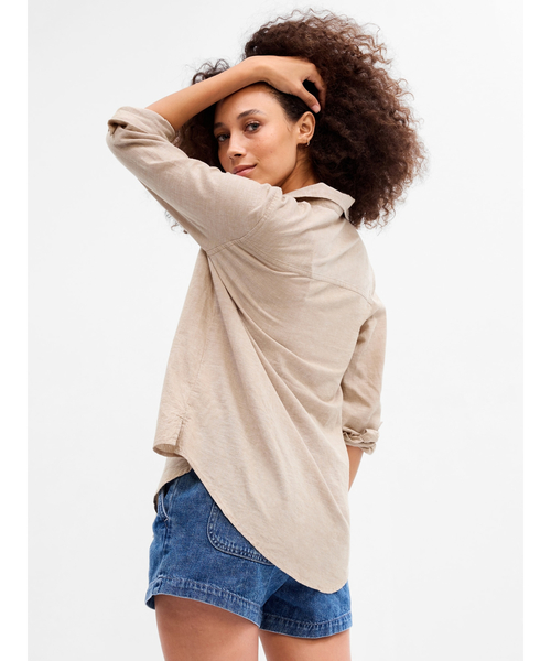 GAP(ギャップ)の「リネン イージーシャツ(シャツ/ブラウス・レディース・ブルー/ホワイト/ブラック/ベージュ/オレンジ系その他/ベージュ系その他・S/XS/M/XXS/L)」の12枚目の写真
