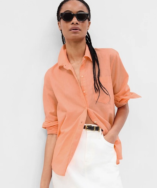 GAP(ギャップ)の「リネン イージーシャツ(シャツ/ブラウス・レディース・ブルー/ホワイト/ブラック/ベージュ/オレンジ系その他/ベージュ系その他・S/XS/M/XXS/L)」の6枚目の写真