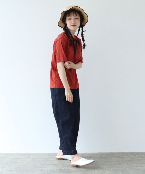 yuni（ユニ　）の「●18/-スーピマキュプラ天竺　Tシャツ（Tシャツ/カットソー・レディース・ブラウン/ホワイト/ブラック/アイボリー・FREE）」の9枚目の写真