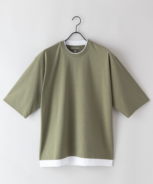 JEANS MATE(ジーンズメイト)の「汗染みの目立ちにくいTシャツ ZEROSTAIN ゼロステイン 撥水性 UVカット フェイクレイヤード ビッグシルエット Tシャツ(Tシャツ/カットソー・メンズ・ホワイト/チャコールグレー/ブラック/ベージュ/ダークブルー/ブルー/オリーブ・MEDIUM/LARGE/X-LARGE)」の5枚目の写真