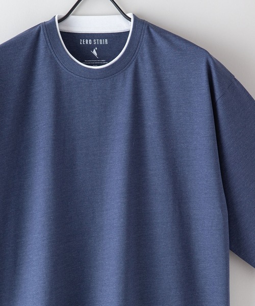 JEANS MATE(ジーンズメイト)の「汗染みの目立ちにくいTシャツ ZEROSTAIN ゼロステイン 撥水性 UVカット フェイクレイヤード ビッグシルエット Tシャツ(Tシャツ/カットソー・メンズ・ホワイト/チャコールグレー/ブラック/ベージュ/ダークブルー/ブルー/オリーブ・MEDIUM/LARGE/X-LARGE)」の15枚目の写真