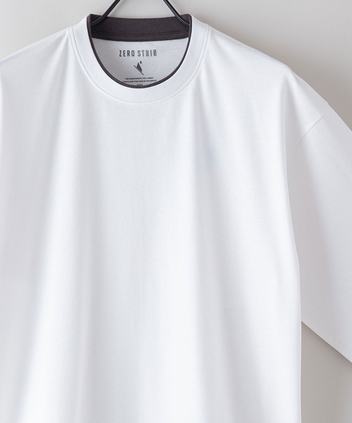 JEANS MATE(ジーンズメイト)の「汗染みの目立ちにくいTシャツ ZEROSTAIN ゼロステイン 撥水性 UVカット フェイクレイヤード ビッグシルエット Tシャツ(Tシャツ/カットソー・メンズ・ホワイト/チャコールグレー/ブラック/ベージュ/ダークブルー/ブルー/オリーブ・MEDIUM/LARGE/X-LARGE)」の14枚目の写真