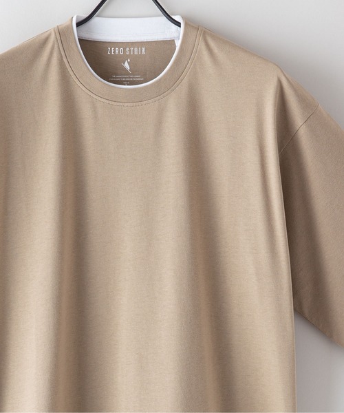 JEANS MATE(ジーンズメイト)の「汗染みの目立ちにくいTシャツ ZEROSTAIN ゼロステイン 撥水性 UVカット フェイクレイヤード ビッグシルエット Tシャツ(Tシャツ/カットソー・メンズ・ホワイト/チャコールグレー/ブラック/ベージュ/ダークブルー/ブルー/オリーブ・MEDIUM/LARGE/X-LARGE)」の19枚目の写真
