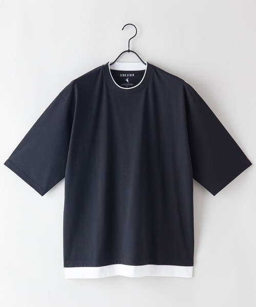 JEANS MATE(ジーンズメイト)の「汗染みの目立ちにくいTシャツ ZEROSTAIN ゼロステイン 撥水性 UVカット フェイクレイヤード ビッグシルエット Tシャツ(Tシャツ/カットソー・メンズ・ホワイト/チャコールグレー/ブラック/ベージュ/ダークブルー/ブルー/オリーブ・MEDIUM/LARGE/X-LARGE)」の10枚目の写真