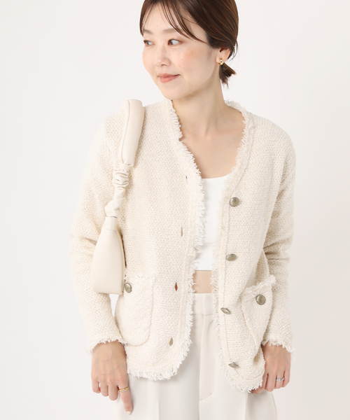 セール】フリンジツイードニットジャケット（ニット/セーター）｜Plage