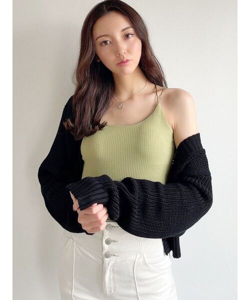 RESEXXY（リゼクシー）の「サテンストリングキャミソール（キャミソール・レディース・ベージュ/ブラック/グリーン・FREE）」の5枚目の写真