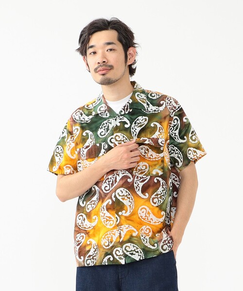 BEAMS PLUS（ビームスプラス）の「BEAMS PLUS / バティックプリント ショートスリーブ オープンカラー シャツ（シャツ/ブラウス・メンズ・ブラウン/パープル/グリーン・M/L/S/XL）」の8枚目の写真