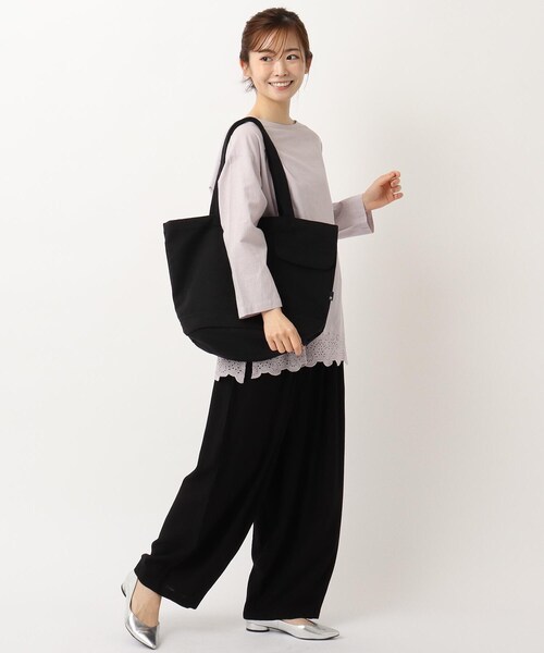 one'sterrace(ワンズテラス)の「【A4可】ROOTOTE ルートート ミディアム リサイクルコットンB(トートバッグ・レディース・オフホワイト/ブラック/グレー系・99)」の5枚目の写真