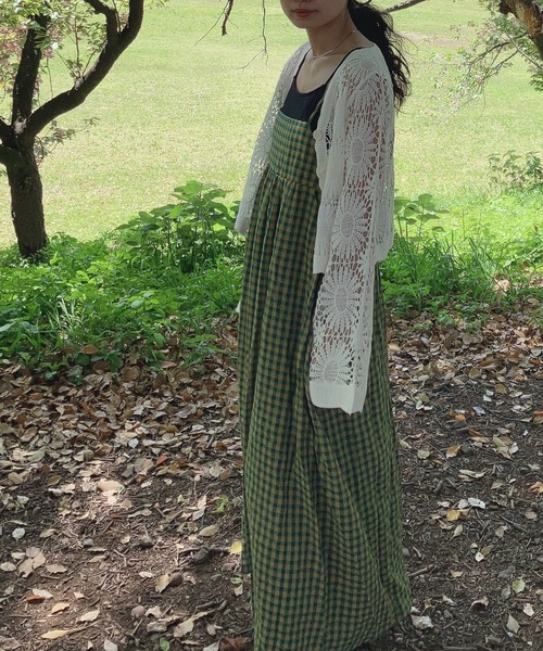 AS KNOW AS plus（アズノゥアズプラス）の「○おはなクロシェ かぎ針編みカーディガン（カーディガン/ボレロ・レディース・オフホワイト/ブルー/ブラック/グリーン/オレンジ/ピンク/ミント/ライム/ブラウン/グレイッシュブルー/チャコール/キャメル・FREE）」の19枚目の写真