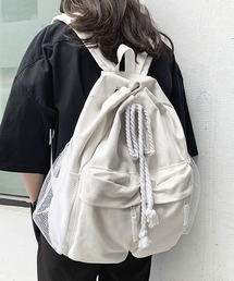 【A4収納/大容量】【ユニセックス】縦型バケツルックキャンバスリュックサック/バックパック