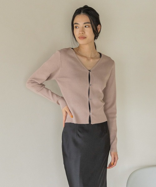 eL（エル）の「【eL】12G LinenBrend Short Cardigan/195704（カーディガン/ボレロ・レディース・ライトブルー/ブラック/オフホワイト/ライトピンク・FREE）」の4枚目の写真
