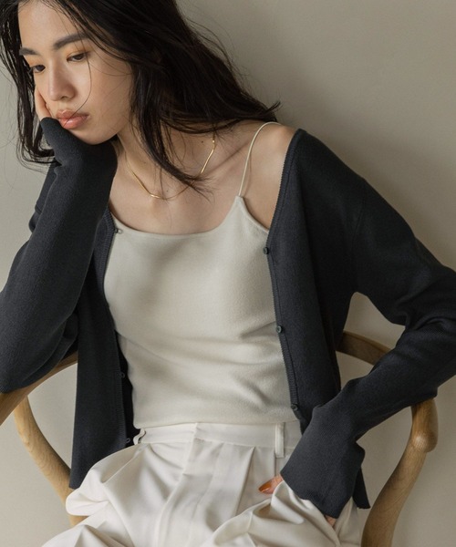 eL（エル）の「【eL】12G LinenBrend Short Cardigan/195704（カーディガン/ボレロ・レディース・ライトブルー/ブラック/オフホワイト/ライトピンク・FREE）」の3枚目の写真