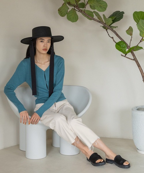 eL（エル）の「【eL】12G LinenBrend Short Cardigan/195704（カーディガン/ボレロ・レディース・ライトブルー/ブラック/オフホワイト/ライトピンク・FREE）」の18枚目の写真