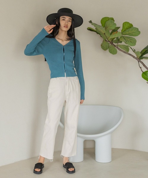 eL（エル）の「【eL】12G LinenBrend Short Cardigan/195704（カーディガン/ボレロ・レディース・ライトブルー/ブラック/オフホワイト/ライトピンク・FREE）」の12枚目の写真