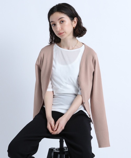eL（エル）の「【eL】12G LinenBrend Short Cardigan/195704（カーディガン/ボレロ・レディース・ライトブルー/ブラック/オフホワイト/ライトピンク・FREE）」の20枚目の写真