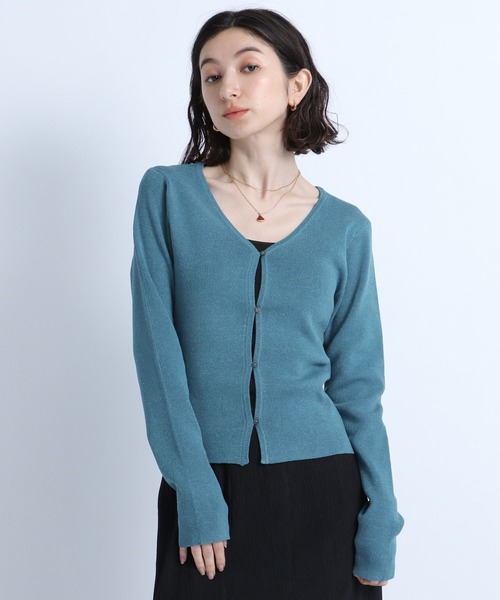 eL（エル）の「【eL】12G LinenBrend Short Cardigan/195704（カーディガン/ボレロ・レディース・ライトブルー/ブラック/オフホワイト/ライトピンク・FREE）」の9枚目の写真