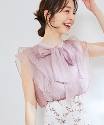 VIS | 【洗える】【前後2WAY】シアーボウタイラッフルフリルブラウス(シャツ/ブラウス)