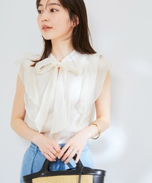 VIS | 【洗える】【前後2WAY】シアーボウタイラッフルフリルブラウス(シャツ/ブラウス)