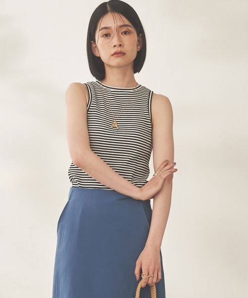 Shelly island（シェリーアイランド）の「アメスリリブタンク（タンクトップ・レディース・ブラック/ブラウン/グリーン/ホワイト/ブラック×ホワイト・FREE）」の4枚目の写真