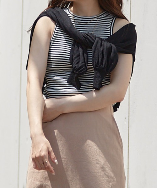 Shelly island（シェリーアイランド）の「アメスリリブタンク（タンクトップ・レディース・ブラック/ブラウン/グリーン/ホワイト/ブラック×ホワイト・FREE）」の15枚目の写真