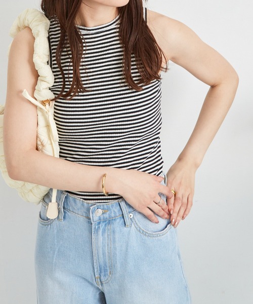 Shelly island（シェリーアイランド）の「アメスリリブタンク（タンクトップ・レディース・ブラック/ブラウン/グリーン/ホワイト/ブラック×ホワイト・FREE）」の16枚目の写真