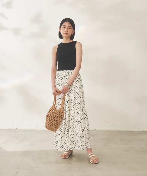 Shelly island（シェリーアイランド）の「アメスリリブタンク（タンクトップ・レディース・ブラック/ブラウン/グリーン/ホワイト/ブラック×ホワイト・FREE）」の6枚目の写真