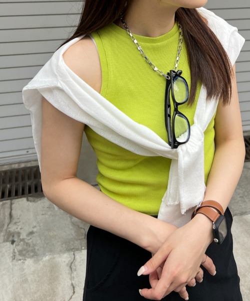 Shelly island（シェリーアイランド）の「アメスリリブタンク（タンクトップ・レディース・ブラック/ブラウン/グリーン/ホワイト/ブラック×ホワイト・FREE）」の20枚目の写真