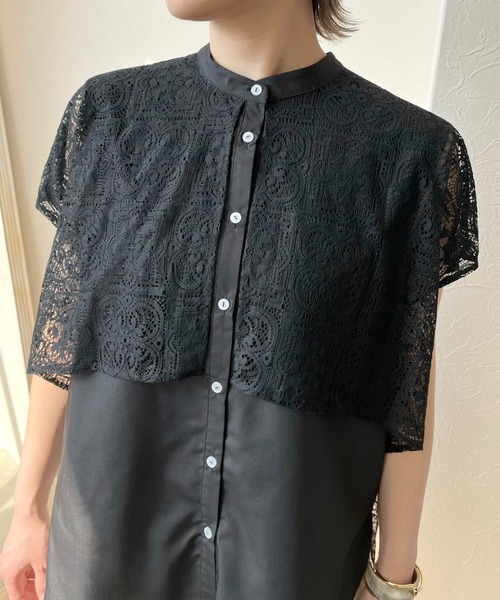 LHELBIE（レルビエ）の「レースレイヤードシャツ（シャツ/ブラウス・レディース・オフホワイト/ブラック・M）」の12枚目の写真