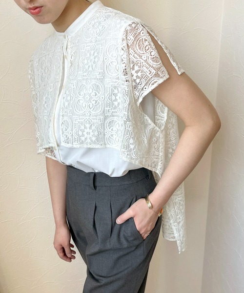 LHELBIE（レルビエ）の「レースレイヤードシャツ（シャツ/ブラウス・レディース・オフホワイト/ブラック・M）」の18枚目の写真
