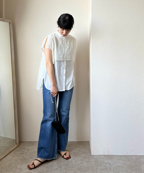 LHELBIE（レルビエ）の「レースレイヤードシャツ（シャツ/ブラウス・レディース・オフホワイト/ブラック・M）」の19枚目の写真