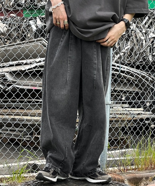 kutir（クティール）の「ヴィンテージライクワイドデニムパンツ（デニムパンツ・メンズ・ブラック/その他/ブルー・SMALL/MEDIUM/LARGE）」の2枚目の写真