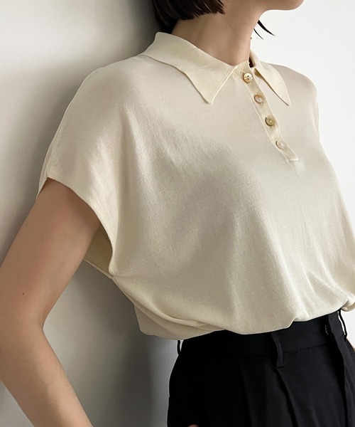 cona(コナ)の「【ZOZO限定】フレンチスリーブポロニット(ニット/セーター・レディース・チャコールグレー/ブラック/アイボリー・FREE)」の2枚目の写真