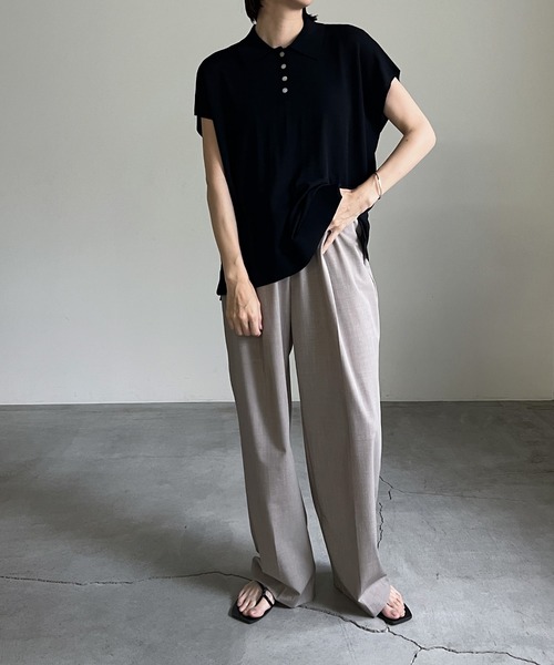 cona(コナ)の「【ZOZO限定】フレンチスリーブポロニット(ニット/セーター・レディース・チャコールグレー/ブラック/アイボリー・FREE)」の4枚目の写真