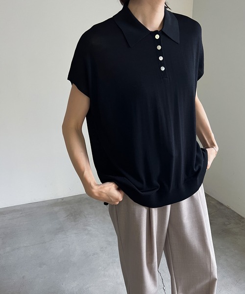 cona(コナ)の「【ZOZO限定】フレンチスリーブポロニット(ニット/セーター・レディース・チャコールグレー/ブラック/アイボリー・FREE)」の7枚目の写真