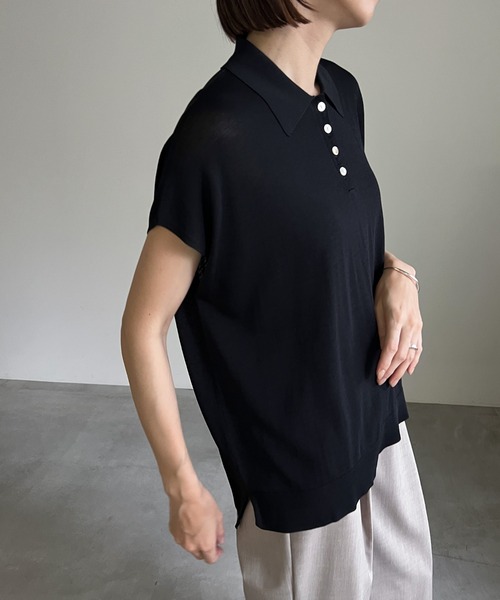 cona(コナ)の「【ZOZO限定】フレンチスリーブポロニット(ニット/セーター・レディース・チャコールグレー/ブラック/アイボリー・FREE)」の9枚目の写真