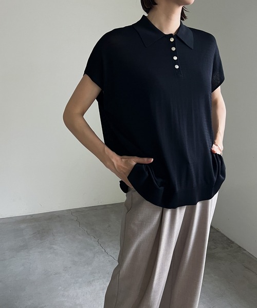 cona(コナ)の「【ZOZO限定】フレンチスリーブポロニット(ニット/セーター・レディース・チャコールグレー/ブラック/アイボリー・FREE)」の6枚目の写真