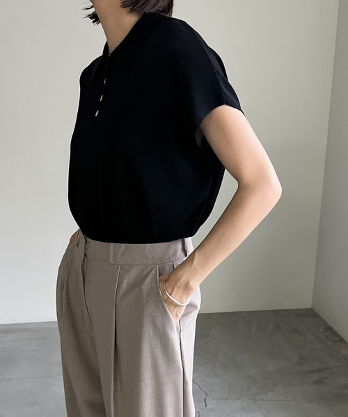 cona(コナ)の「【ZOZO限定】フレンチスリーブポロニット(ニット/セーター・レディース・チャコールグレー/ブラック/アイボリー・FREE)」の13枚目の写真