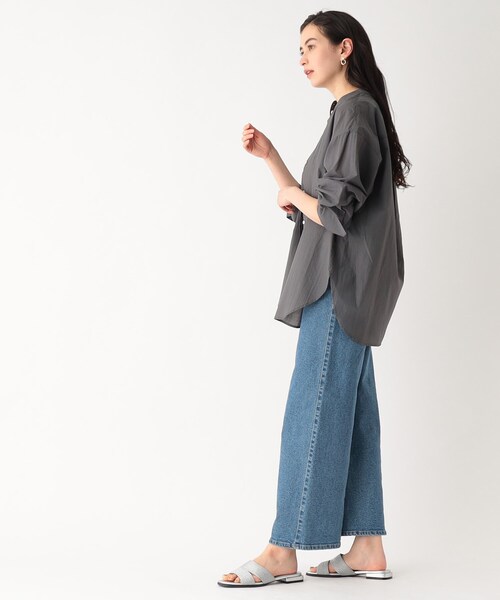 シアーバンドカラーシャツ【マシンウオッシャブル】