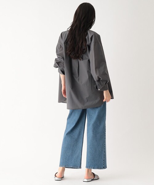 シアーバンドカラーシャツ【マシンウオッシャブル】