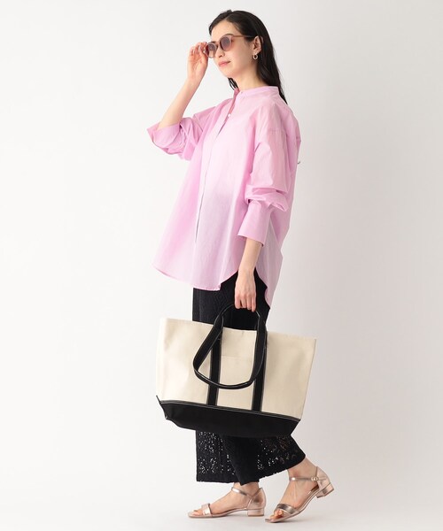 シアーバンドカラーシャツ【マシンウオッシャブル】