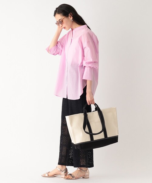 シアーバンドカラーシャツ【マシンウオッシャブル】