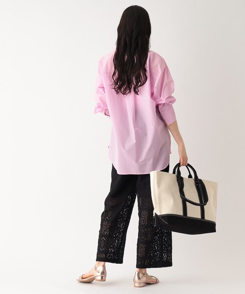 シアーバンドカラーシャツ【マシンウオッシャブル】